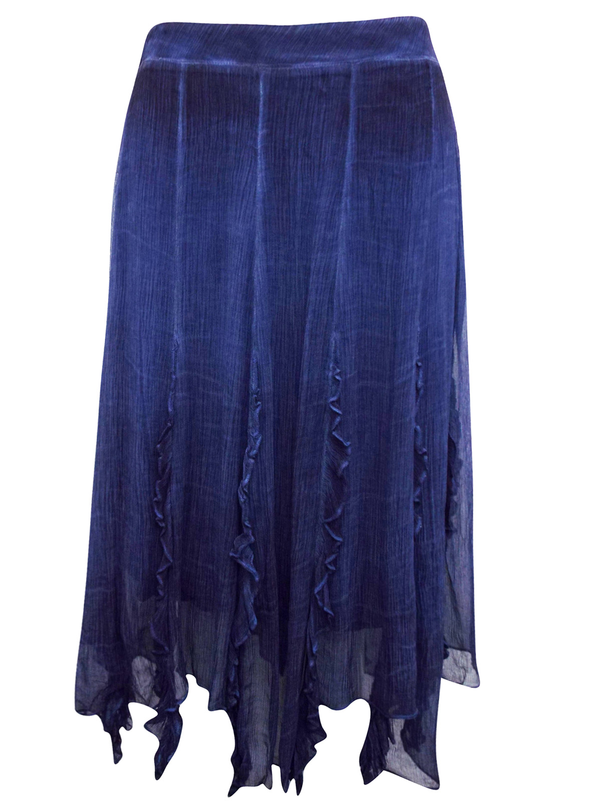 Soft Surroundings - - Soft Surroundings NAVY Ruffle Trimmed Panel Skirt ...