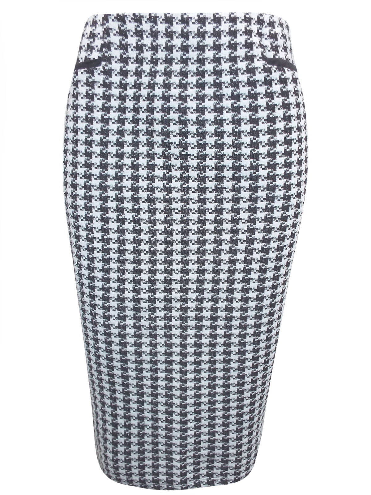 First Avenue BLACK Pull On Houndstooth Pencil Skirt - Size 10 to 20