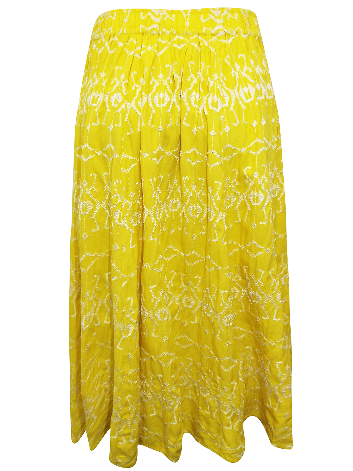 Marks and Spencer - - M&5 YELLOW Embroidered Full Midi Skirt - Size 10 ...