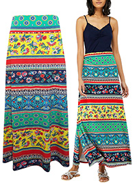 M0NSOON YELLOW Niquita Multi Print Maxi Skirt - Size Small to XLarge M0NSOON YELLOW Niquita Multi Print Maxi Skirt - Size Small to XLarge