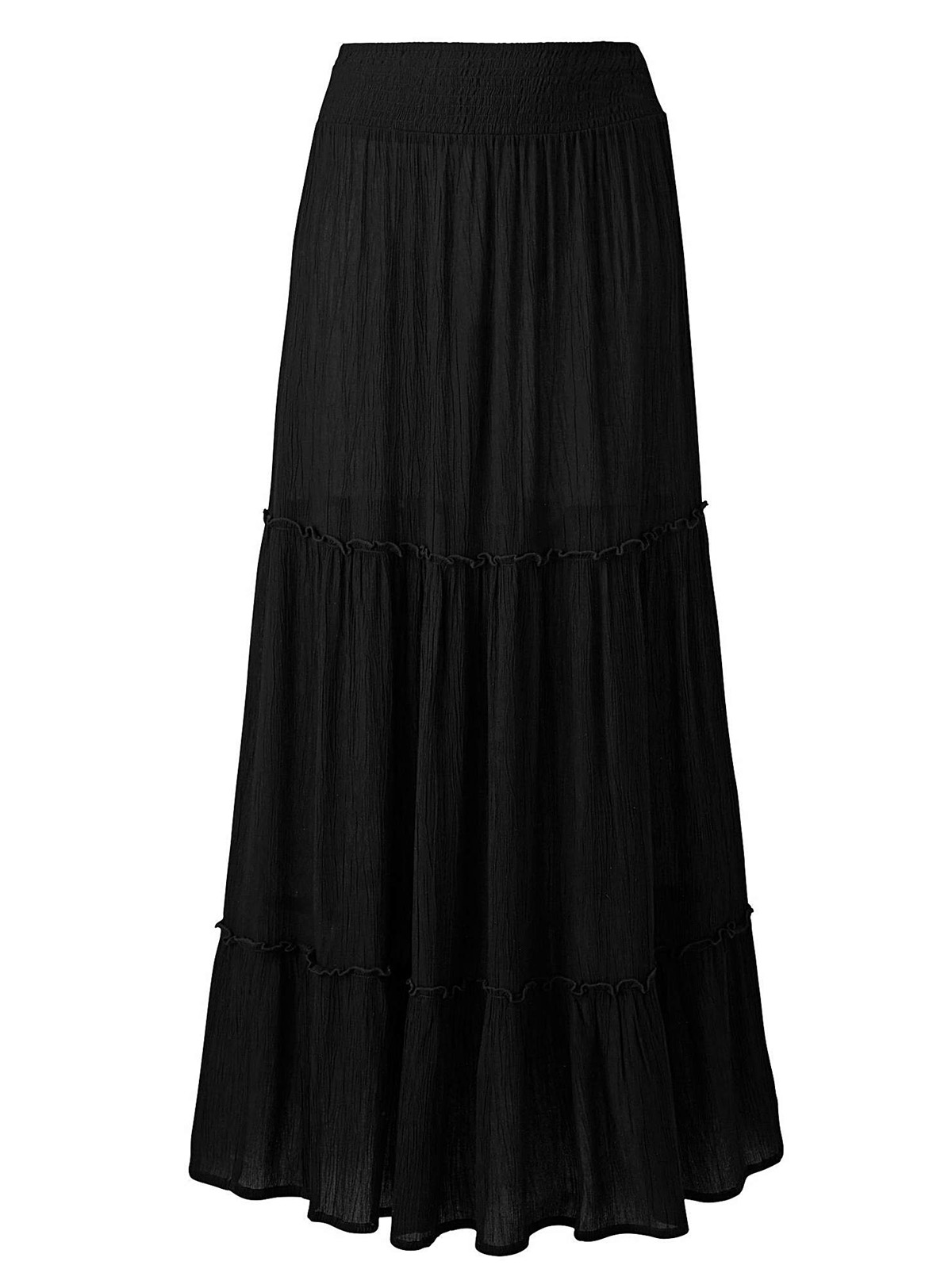 Capsule - - Capsule BLACK Crinkle Shirred Waist Maxi Skirt - Plus Size ...