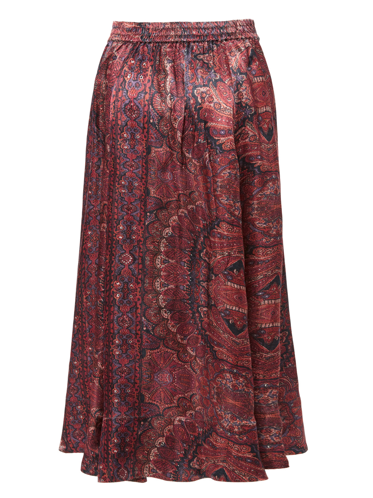 TIMO - - TIMO BURGUNDY Vintage Paisley Long Satin Skirt - Size 8 to 16 ...