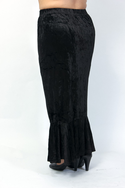 eaonplus BLACK Gothic Velvet Ruffle Hem Skirt - Plus Size 18/20 to 34/36