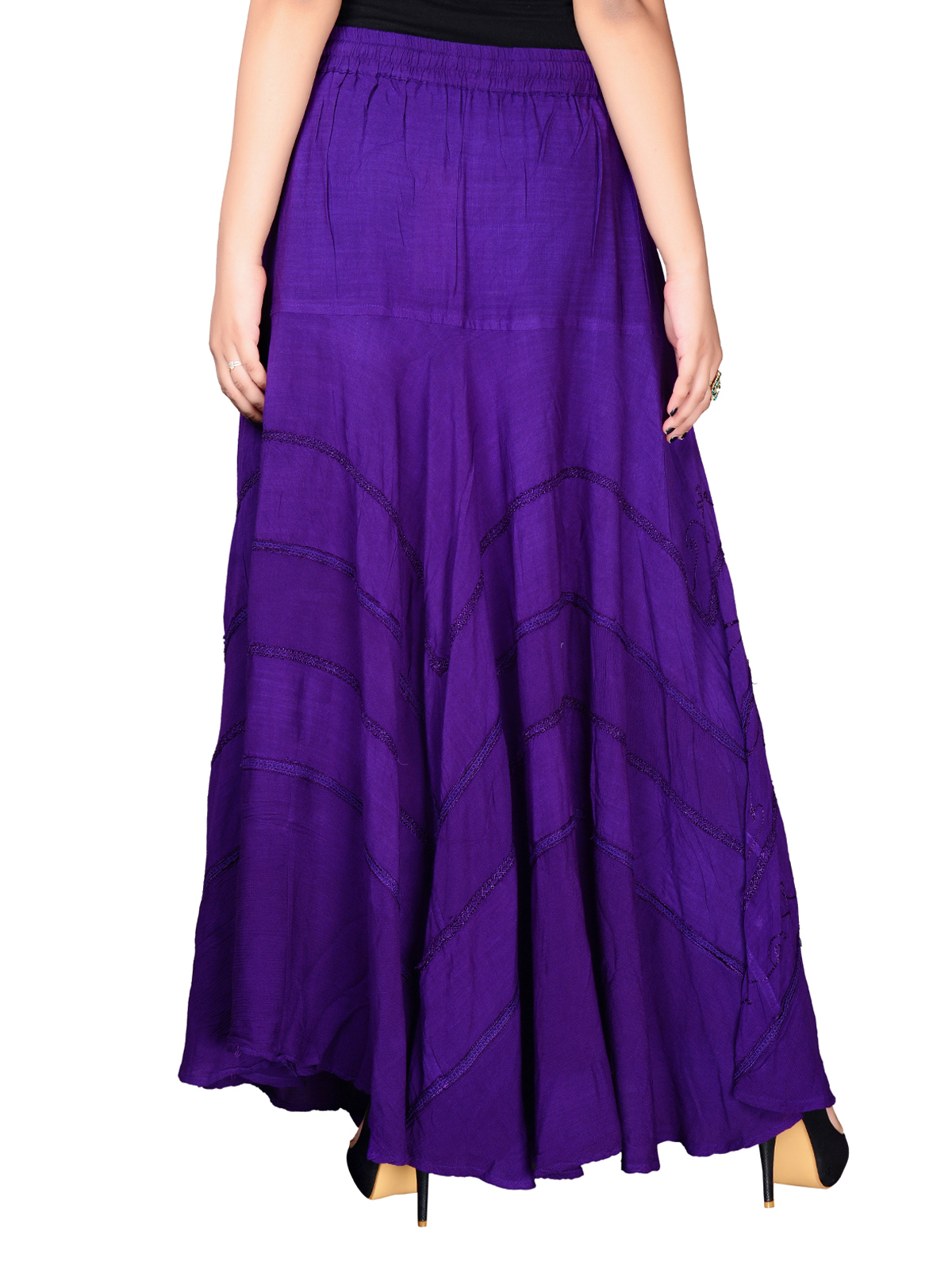 eaonplus DARK-PURPLE Wiccan Hem Gothic Skirt - Plus Size 18 to 34
