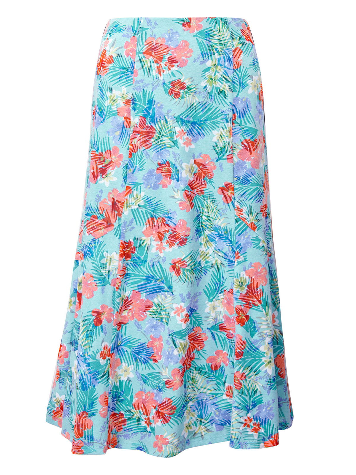 Cotton Traders AQUA Floral Burnout Midi Skirt - Size 10 to 26