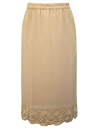 Roamans SPARKLING-CHAMPAGNE Bead & Sequin Embellished Scallop Trim Skirt - Plus Size 18 to 36 (US 16W to 34W)