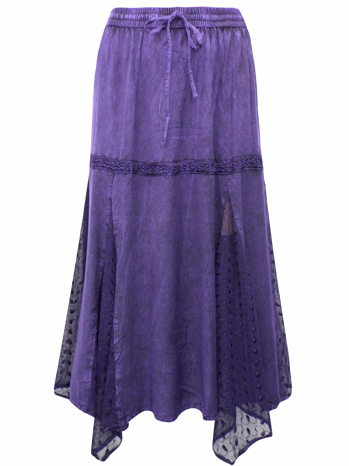 eaonplus PURPLE Dippy Lace Renaissance Capulet Ribbon Trim Skirt - Plus