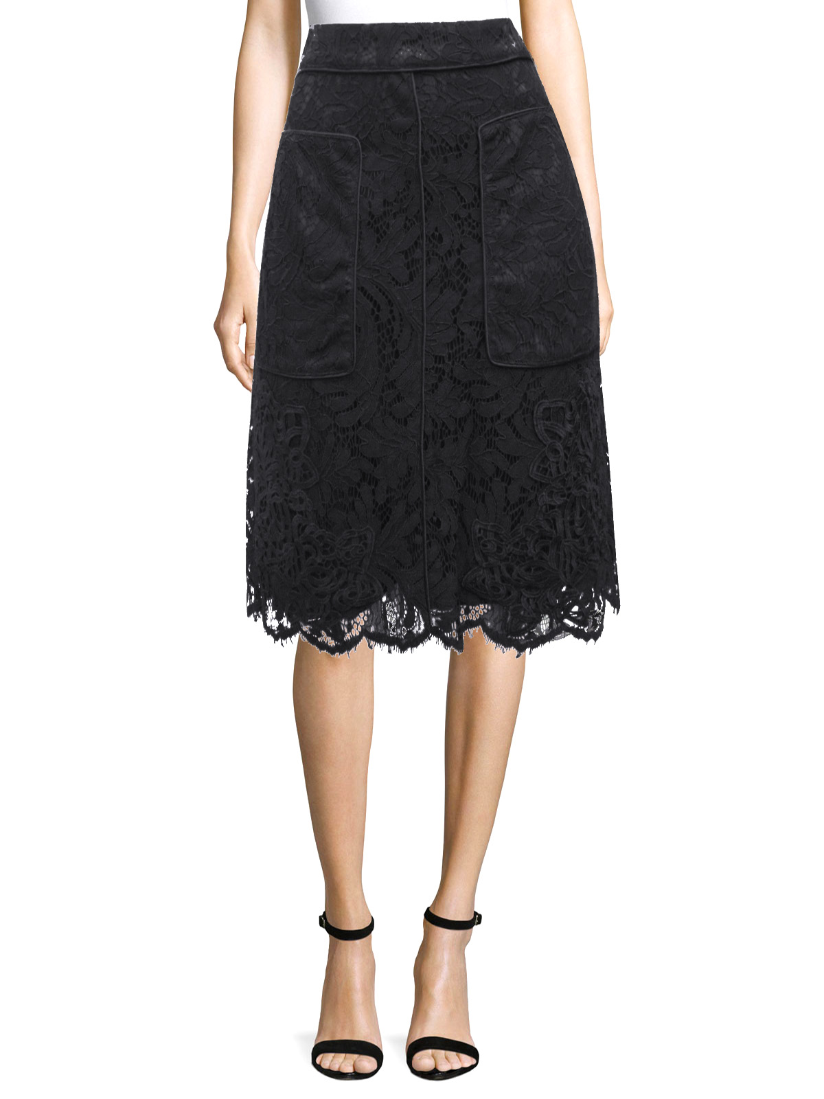 COAST - - CO4ST BLACK Crochet Lace A-Line Skirt - Size 6 to 18