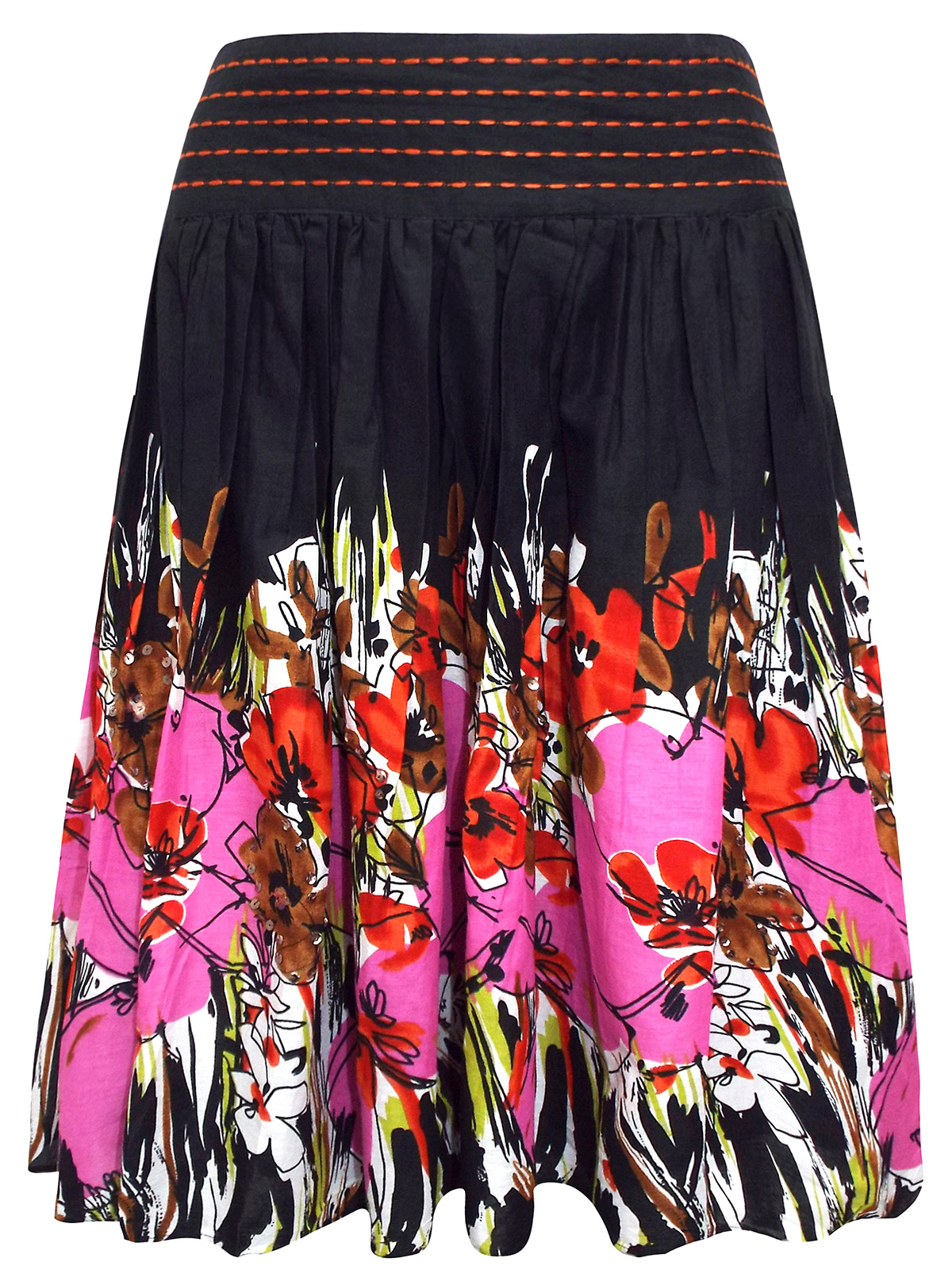 M&Co - - M&Co BLACK Pull On Floral Print Sequin Embellished Skirt ...