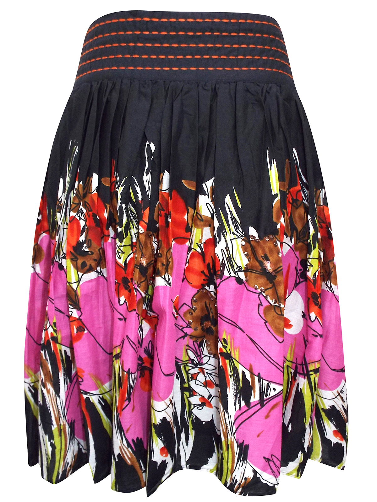M&Co - - M&Co BLACK Pull On Floral Print Sequin Embellished Skirt ...