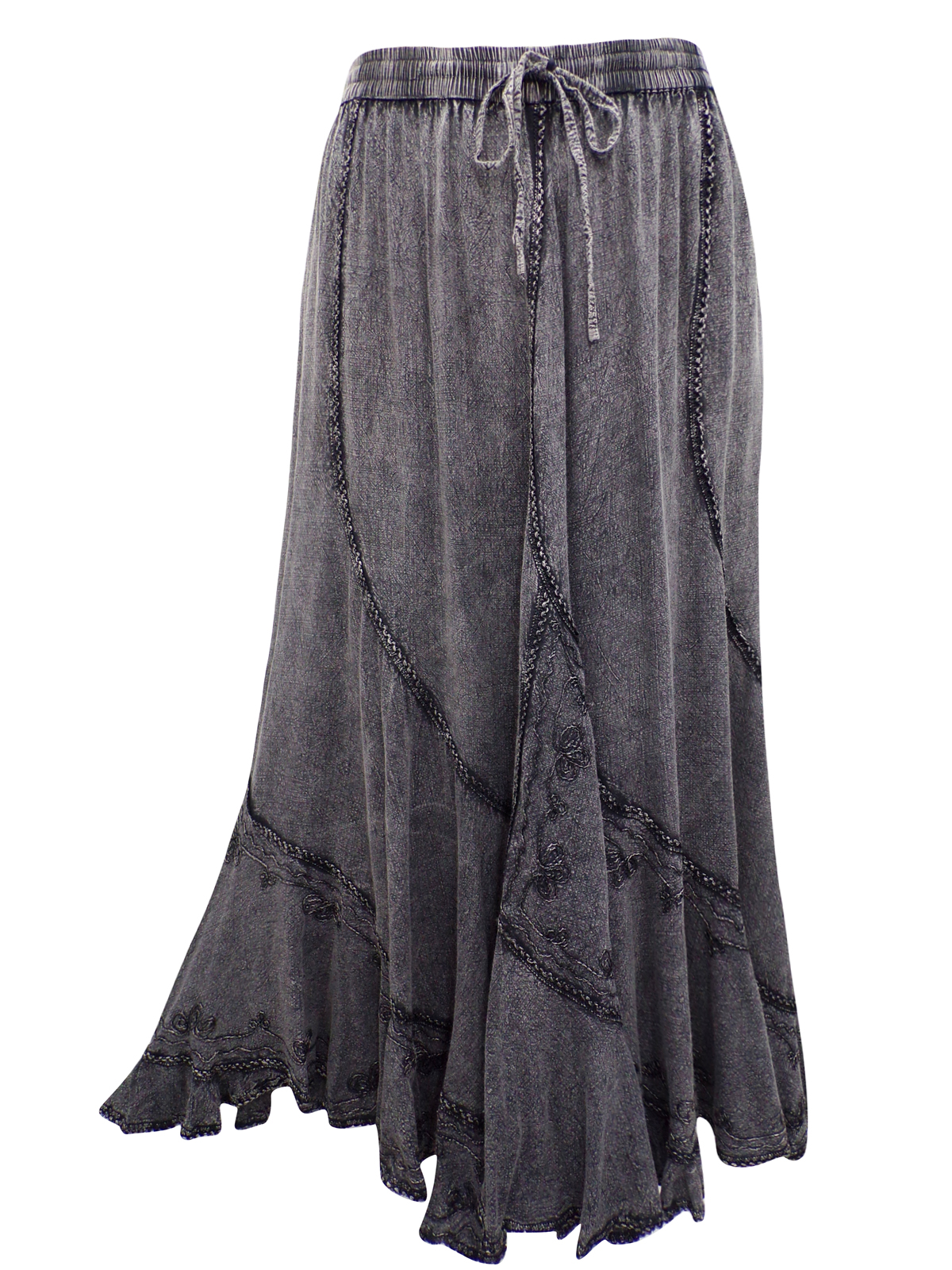 eaonplus BLACK Scalloped Renaissance Maxi Skirt - Plus Size 14/16 to 34/36