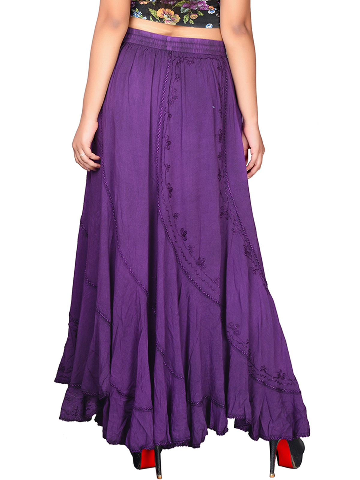 Eaonplus Purple Scalloped Renaissance Maxi Skirt Plus Size 1416 To 3436