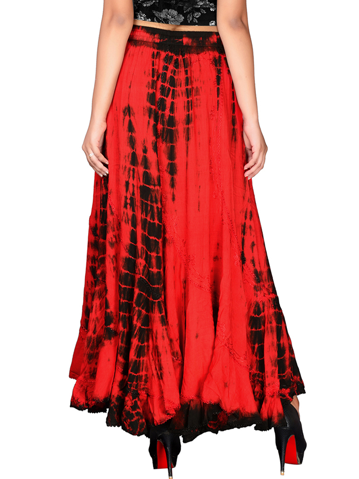 EAONPLUS NEW STUNNING RICH RED Renaissance Scalloped Hem Skirt Sizes UK 18 only 