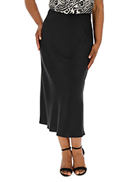 Capsule BLACK Satin Column Maxi Skirt - Plus Size 16 to 26