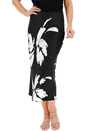 Capsule BLACK Placement Print Satin Column Skirt - Plus Size 18 to 20