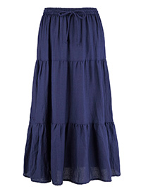 NAVY Linen Blend Gypsy Tiered Skirt - Plus Size 12 to 26