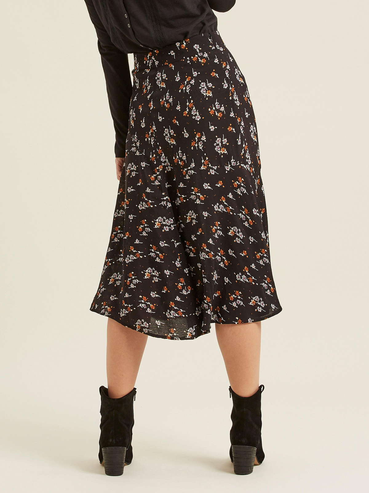 FAT FACE - - Fat Face BLACK Ellie Star Floral Midi Skirt - Size 6 to 18