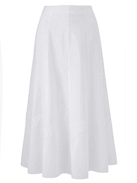 WHITE Linen Blend A-Line Pintuck Skirt - Plus Size 12 to 26
