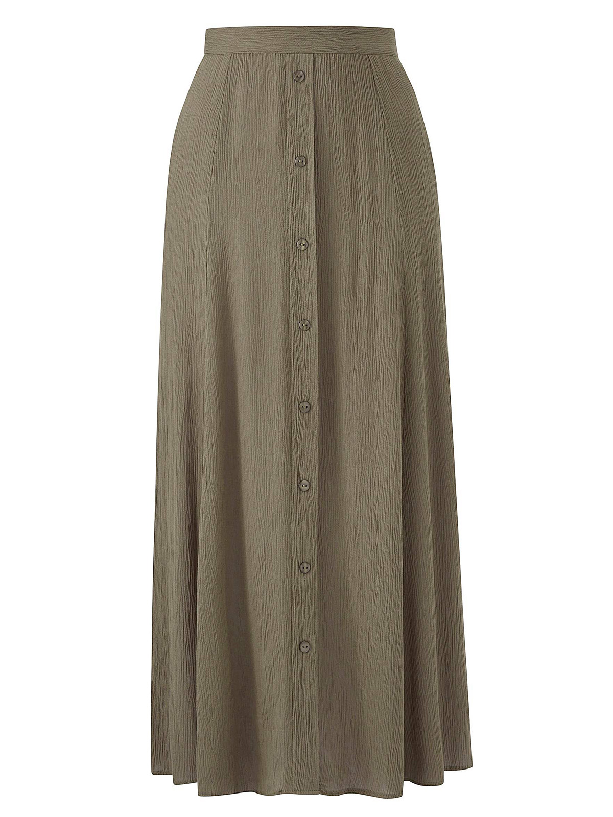 Julipa - - Julipa KHAKI Midi Crinkle Button Through Skirt - Plus Size ...