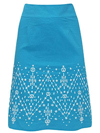 WH1TE STUFF BLUE Pure Cotton Embroidered Skirt - Size 8 to 18