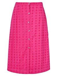 Cotton Tr4ders MAGENTA Pure Cotton Broderie Skirt - Size 10 to 22