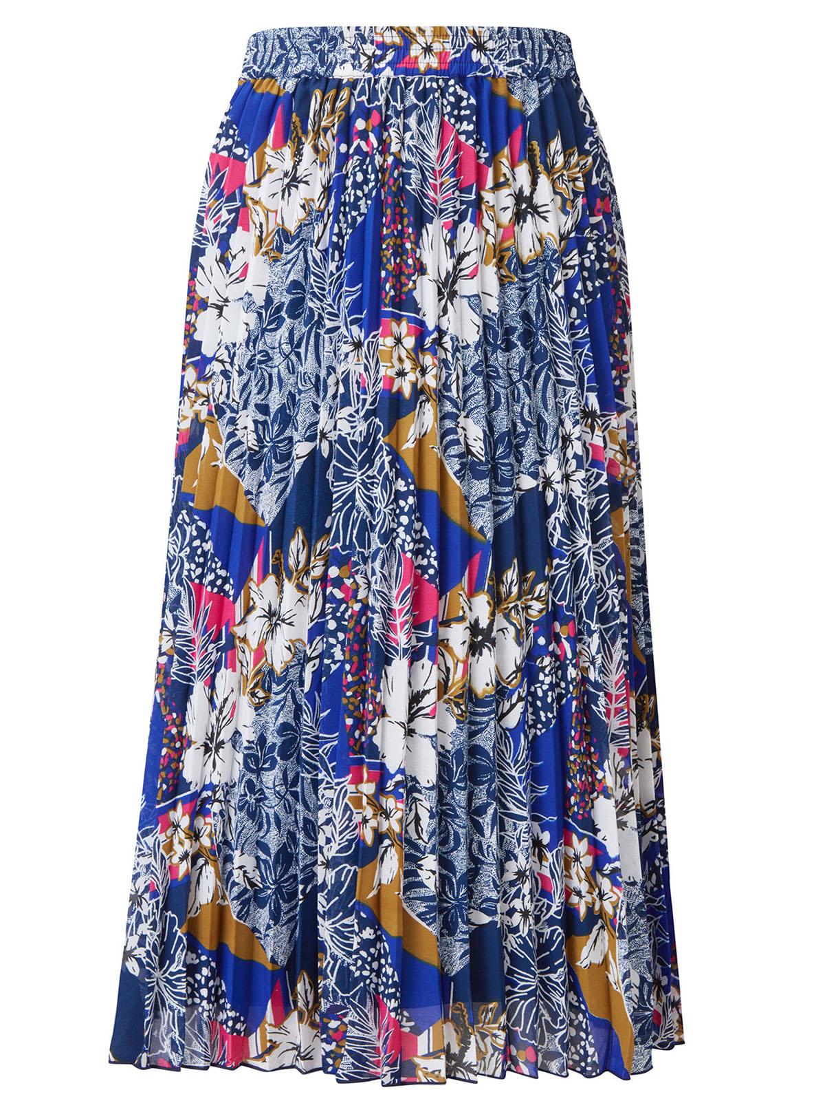 Cotton Tr4ders BLUE Patchwork Print Swishy Pleated Midi Skirt - Size 10 ...