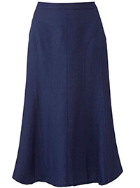 Julipa NAVY Linen Blend Pull On Skirt - Plus Size 14 to 18