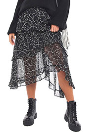 SimplyBe BLACK Star Print Tiered Frill Midi Skirt - Plus Size 14 to 32