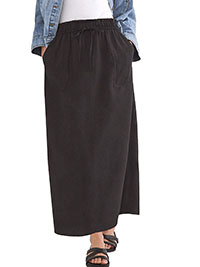 JD Williams BLACK Pull On Linen Mix Midiaxi Skirt - Size 10 to 32