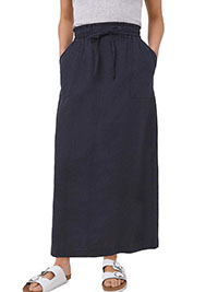 JD Williams NAVY Pull On Linen Mix Midiaxi Skirt - Size 10 to 32
