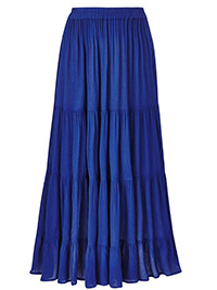 BLUE Crinkle Tiered Maxi Skirt - Size 12 to 14
