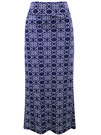 BLUE Tile Print Split Detail Maxi Skirt - Size 10 to 18