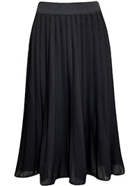BLACK Pleated Woven Skirt - Size 10 to 18