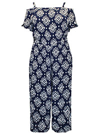 NAVY Printed Crinkle Bardot Jumpsuit - Size 10 to 26