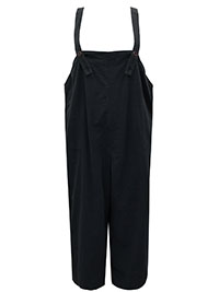 GudrunS. CHARCOAL Pure Cotton Cropped Wide Leg Pocket Jumpsuit - Size 12/14 (M)