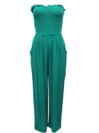 S/DAR GREEN Shirred Detail Bandeau Jumpsuit - Size 10 to 20