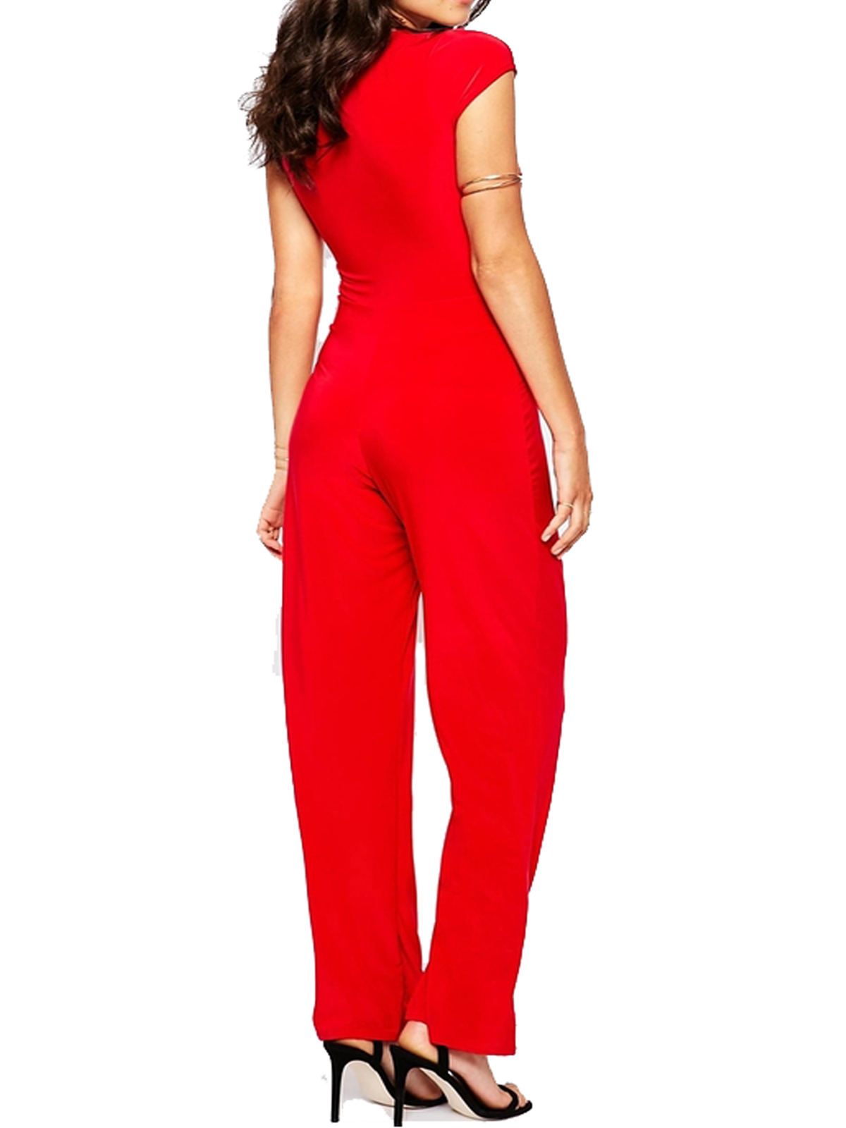 BOOHOO - - B00H00 RED Keyhole Front Jersey Jumpsuit - Size 8 to 16