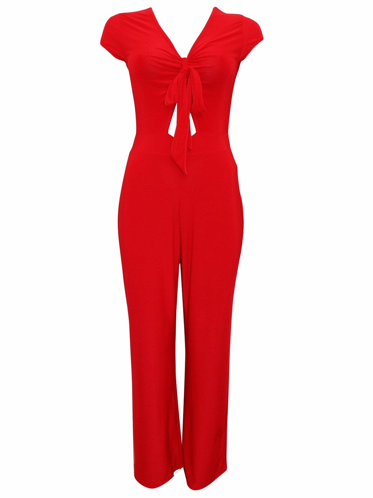 BOOHOO - - B00H00 RED Keyhole Front Jersey Jumpsuit - Size 8 to 16