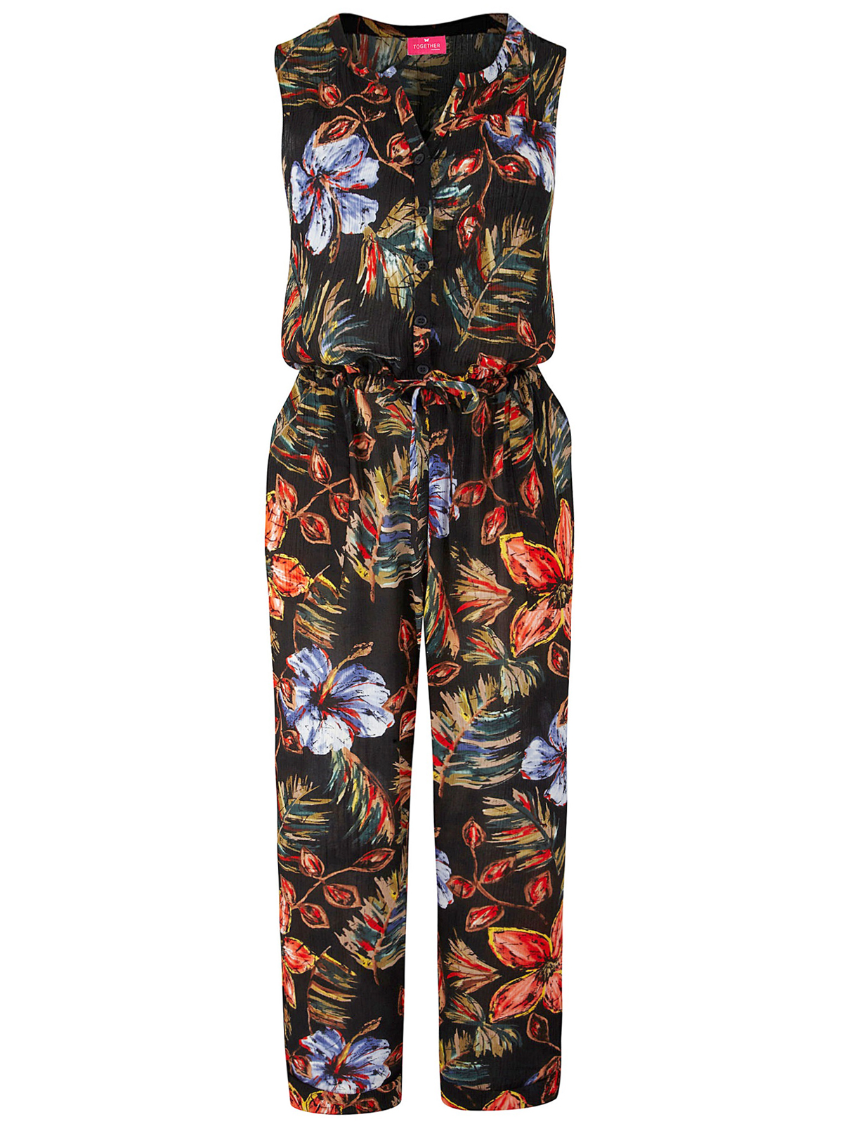 Tog3ther BLACK Exotic Printed Jumpsuit - Size 12