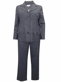 Karida GREY Exposed Stitch Jacket & Trouser Suit - Plus Size 12 to 26 Karida GREY Exposed Stitch Jacket & Trouser Suit - Plus Size 12 to 26