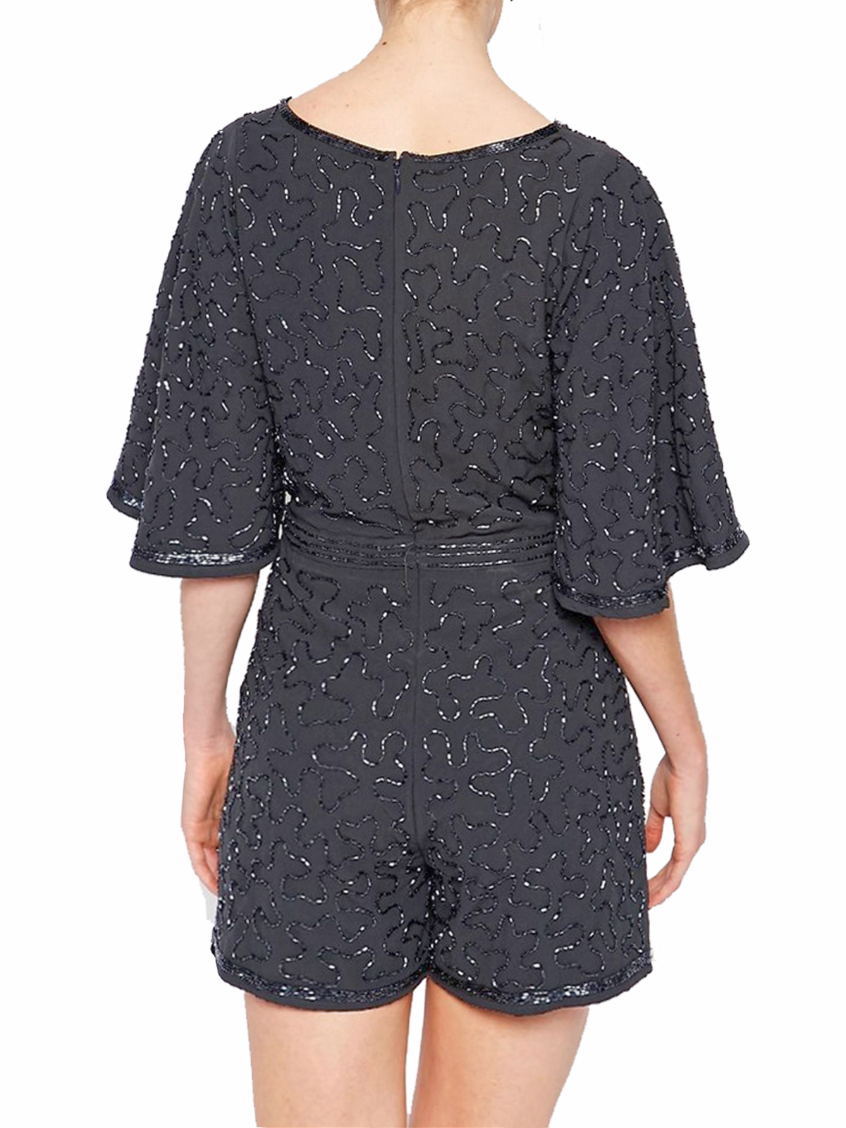 Dorothy Perkins - - D.P3rkins SLATE All Over Beaded Playsuit - Size 10 ...