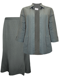 Eastex KHAKI Linen Blend Open Front Exposed Stitch Jacket & Skirt Suit - Size 10 to 18 Eastex KHAKI Linen Blend Open Front Exposed Stitch Jacket & Skirt Suit - Size 10 to 18