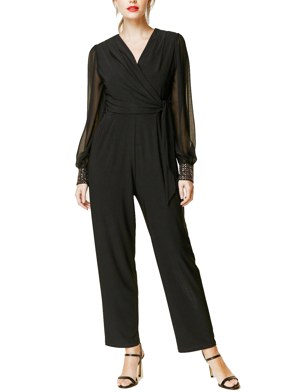 W4LLIS BLACK Petite Embellished Cuff Jumpsuit - Size 8 to 18