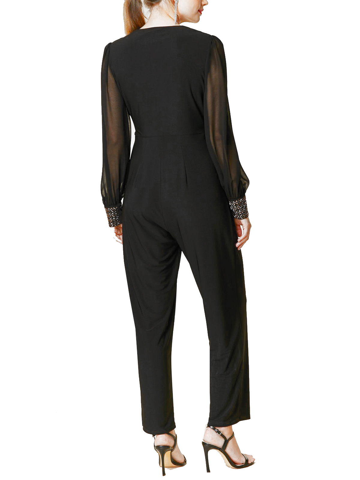 W4LLIS BLACK Petite Embellished Cuff Jumpsuit - Size 8 to 18