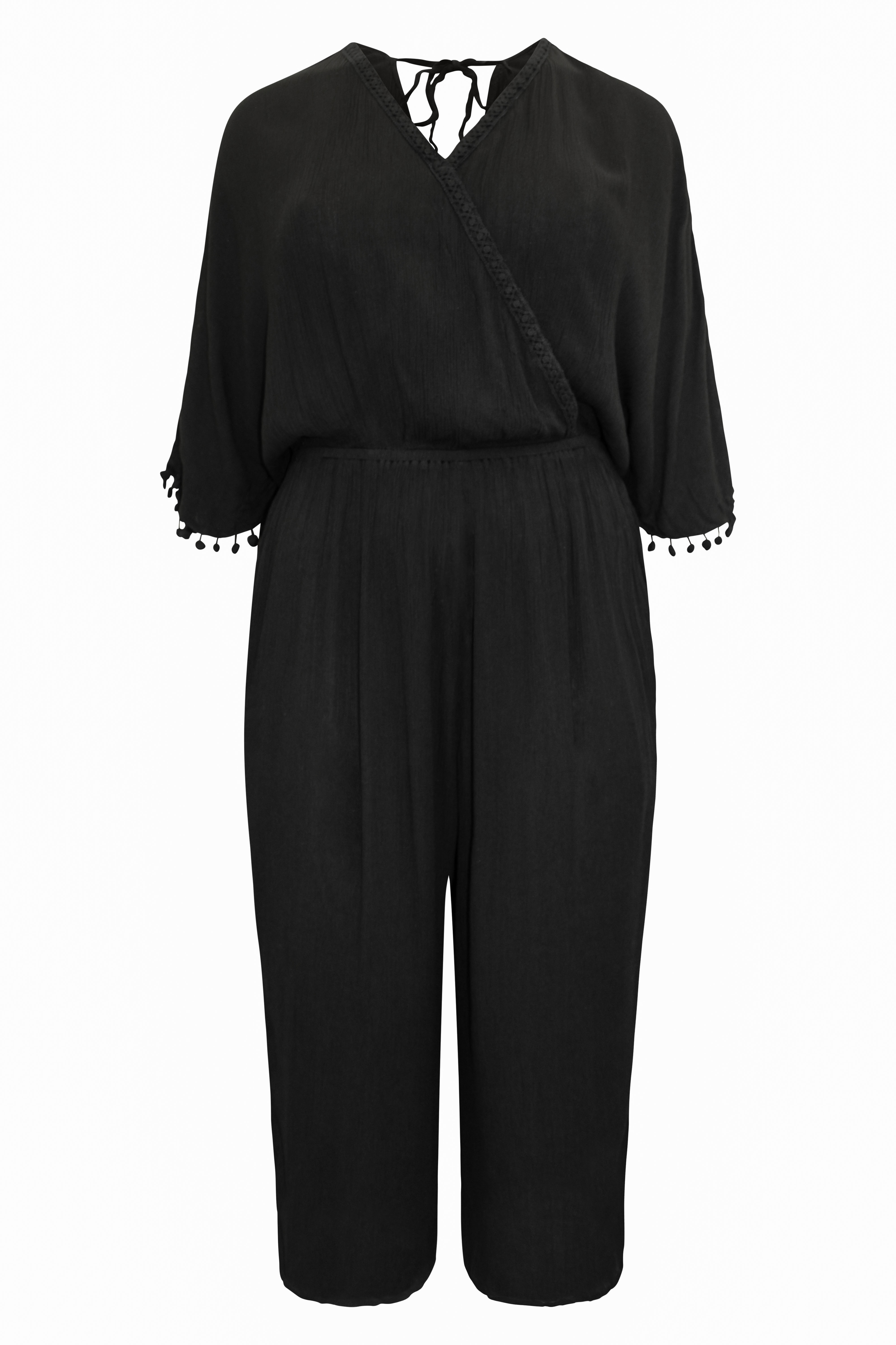 Capsule - - Capsule BLACK Crinkle Wrap Culotte Jumpsuit - Plus Size 12 ...