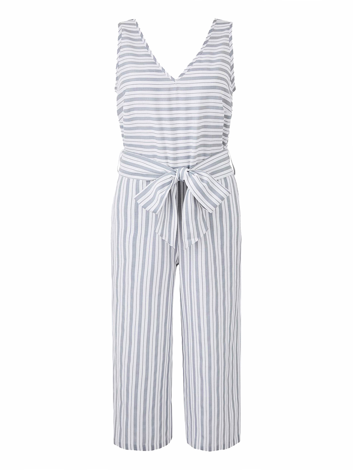 Capsule - - Capsule GREY Linen Blend Striped Jumpsuit - Plus Size 14 to 26