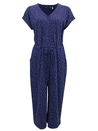 SS NAVY Paint Speckle Spot Rose Trellis Jumpsuit - Size 12 to 18