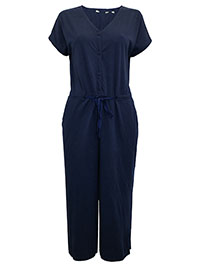 IRREGULAR - SS NAVY Rose Trellis Jersey Jumpsuit - Size 12