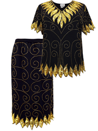 Anne Ashley BLACK Embellished Occasion Tunic & Skirt Set - Size 10 to 20