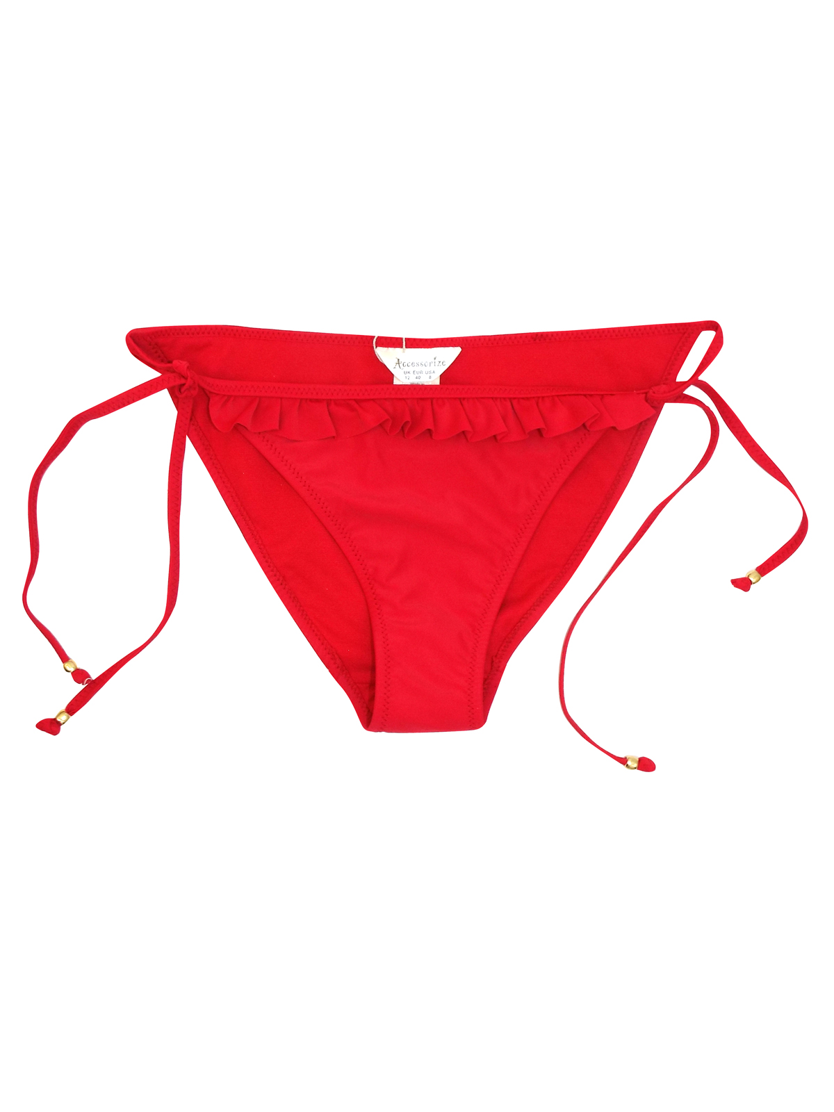 Accessor1ze RED Frill Trim Tie Side Hipster Bikini Bottoms - Size 10 to 18